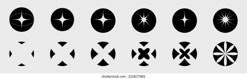 Retrofuturistic y2k geometry design elements collection. Big collection of abstract graphic geometric objects. ornaments for decoration. Style 80s 90s. Vector illustration