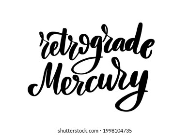 Retrograde Mercury lettering Handwritten stock typography. Calligraphy for logotype badge icon card postcard logo, banner, tag. Vector illustration EPS10.