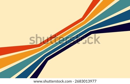 Retro-inspired background with colorful diagonal stripes creating a vanishing point perspective on a cream backdrop.