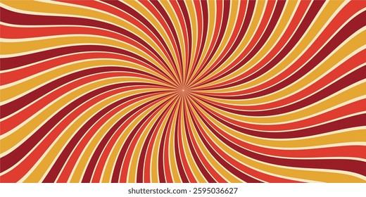 A retro-inspired background featuring a swirling spiral pattern with curved lines radiating from the center.