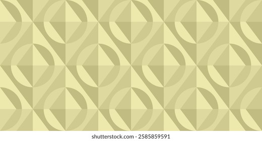 Retro-inspired geometric pattern with interlocking ovals and diamonds in olive green and beige tones. Ideal for wallpapers, textiles, packaging, web backgrounds, or vintage-themed design projects.