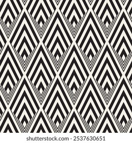 Retro-Inspired Monochrome Geometric Seamless Vector Pattern.