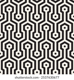 Retro-Inspired Monochrome Geometric Seamless Vector Pattern.