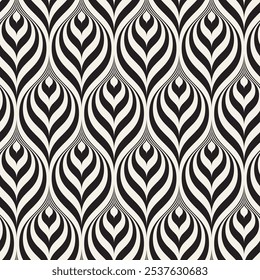 Retro-Inspired Monochrome Geometric Seamless Vector Pattern.