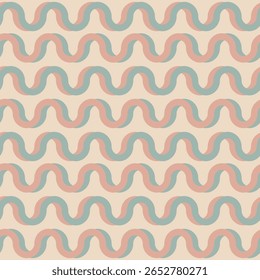 retro-inspired pastel pink and green wave design with soft neutral background