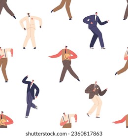 Retro-inspired Seamless Pattern Featuring Stylish Men Dancing, Exuding Vintage Charm And Groove In A Timeless Design