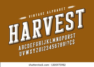 Retrol vector 3d design of alphabet, typeface, font, letters and numbers. Swatch colors control