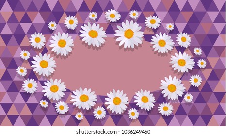 retro-patterned papery with daisies, purple background