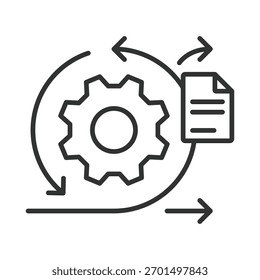 Ícone retrospectivo no design de linha. retrospectivo, reflexão, ágil, feedback, melhoria, trabalho em equipe, revisão sobre vetor de fundo branco. Ícone de traçado editável retrospectivo