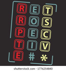 Retrospective typography. Tee shirt graphics. Print