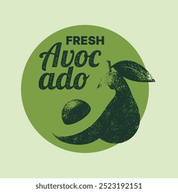 Retro-Style Avocado Illustration, Perfect for Food Branding, Packaging, Menus, and Promoting Healthy Eating