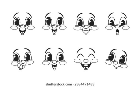 Retro-style Black And White Emoji Set Features Classic Emoticons With A Vintage Twist, Adding Nostalgic Charm