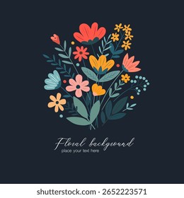 Retro-style bouquet of flowers. Vector illustration.