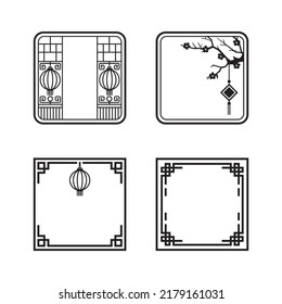 Círculo de estilo retro Modelo chino conjunto de ilustraciones vectoriales