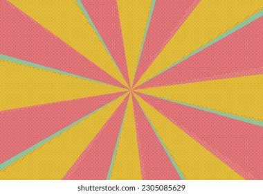 Retro-style dotted sunburst background illustration