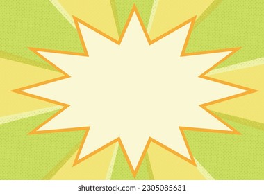 Retro-style dotted sunburst and zigzag speech bubble background illustration