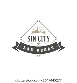 Retro-stijl embleem voor Sin City, Las Vegas.