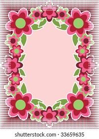 Retro-style flower frame with half-tone dot border.