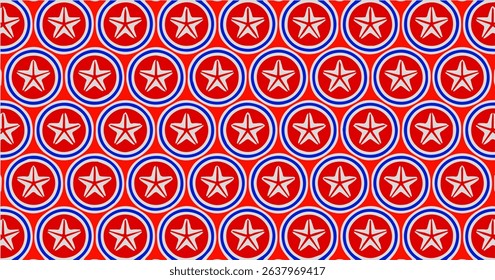 Retro-style seamless pattern of stars in circles. Great for American and festive designs.