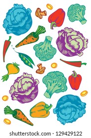 Retro-style set of vegetables