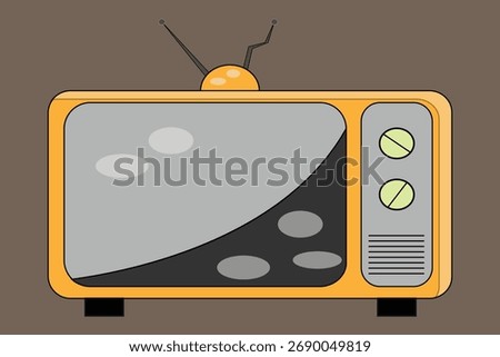 A retro-style television set with rabbit ear antennas, perfect for adding a vintage touch to any project. This classic TV is sure to bring back nostalgic memories.