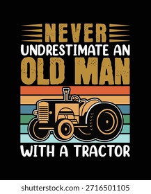 Gráfico de tractor de estilo retro con tipografía atrevida, perfecto para diseños de temática agrícola y agrícola.