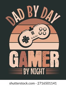 Retro-style vector graphic for gamer dads, perfect for gaming-themed apparel and accessories.