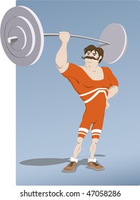 Retro-styled athlete with barbell