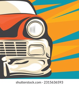 Retro-styled vector illustration of a classic American car