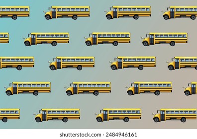 Retro-styled yellow school bus pattern. Welcome back to school background