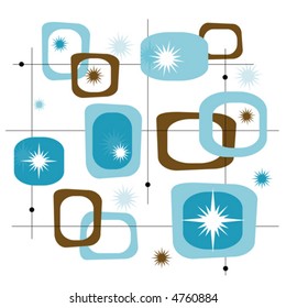 Retro-stylized Christmas Design Element, Blue and Brown. Easy-edit file