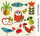 Retro-stylized Icons inspired by the motifs seen on kitchenware from the 50s through the 70s. Items are grouped so you can use them independently from the background. Layered file for easy edit.