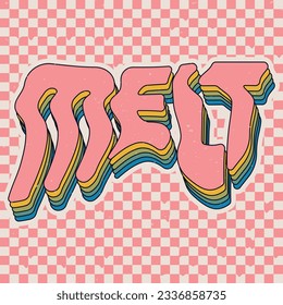 Retro,vintage sticker.bright groovy print 70s.Card 2000.Y2k.Vector flat illustration.