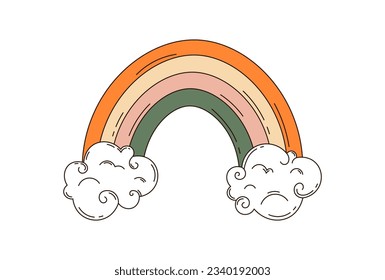Retrowave 80s art retro rainbow vector illustration. Rainbow retro style. 