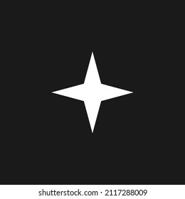 Retrowave aesthetics four pointed star. Synthwave black and white four pointed star shape 1980s style. Retrowave design element for poster, merch in vaporwave style. Vector illustration