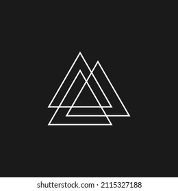 Retrowave aesthetics outline triangle composition. Synthwave black and white triangle composition 1980s style. Retrowave design element for poster, merch in vaporwave style. Vector illustration