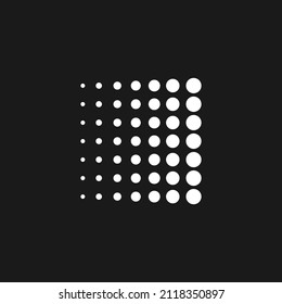 Retrowave aesthetics, square from dots. Synthwave black and white square from dots. Retrowave design element. Remove unnecessary dots to get any letter or number in 1980s style. Vector illustration