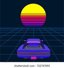 Retrowave Car Sunset