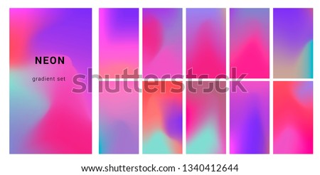 Retrowave duotone neon gradient. Futuristic style swatches for design.