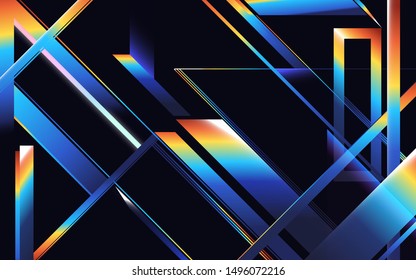 Retrowave - futuristic chrome geometric shapes composition design, nostalgic 80s VHS era inspiration background template design