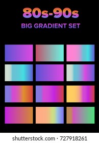 Retrowave holographic gradient big set. Pearly pastel colors. 