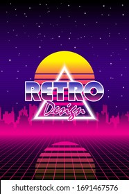 Retrowave Party, Electronic Music of 80s. Design for Flyer and Poster