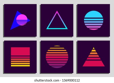 Retrowave, synthwave background template. For design covers, posters, cd, dvd, flyers, business cards. 