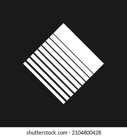 Retrowave, banda sintonizada rhombus estilo 1980. Elemento de diseño retroondulado de forma rectangular blanco y negro. Rhombus plano para afiches, portadas, mechones en estilo vaporwave. Ilustración vectorial.