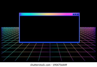 Retrowave And Synthwave Style Background With Neon Laser Grid Extending To The Horizon.