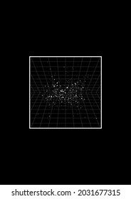 Retrowave t-shirt and apparel design with perspective grids on starry space background. The 1980s aesthetics. Black and white print. Vector illustration.