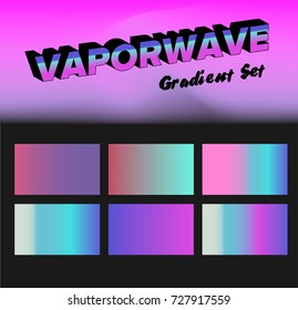 Retrowave, vaporwave holographic gradient big set. Pearly pastel colors. 