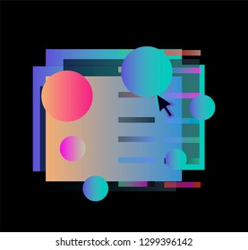 Retrowave/ vaporwave style frame, glitch art element for icon/ logo/ poster design. Abstract shapes with VHS artefact.