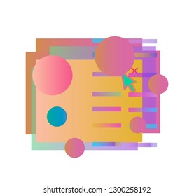 Retrowave/ vaporwave style frame with glitch effect. Design element for icon, logotype design.