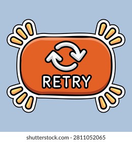 Retry button features recycle arrows and retry text Used for interface elements and graphic design elements